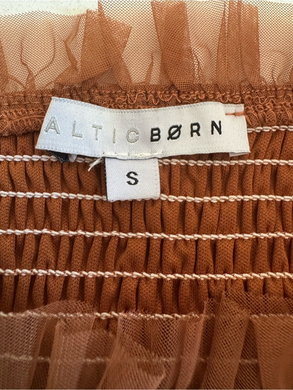 Baltic Born Rust Brown Smocked Tiered Midi Dress - Picture 4 of 5